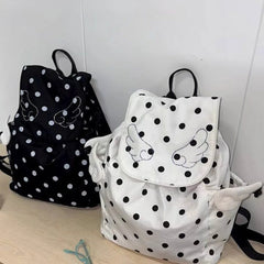 YICKYUE  -  Retro Japanese Style Polka Dot Flash Diamond Angel's Wings Backpack Lightweight Foldable Style Cute Schoolbag Nylon Backpack