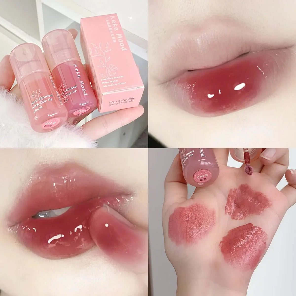 YICKYUE  -  NEW Water Glazed Mirror Lip Gloss Makeup Crystal Jelly Moisturizing Lip Glaze Long Lasting Rose Color Liquid Lipstick Cosmetics