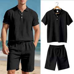 HEARUJOY  -  Spring Summer Men's Linen Suits Short-sleeved T-shirts Trousers Breathable Men's Casual Linen Two-piece Sets For Male Outfits
