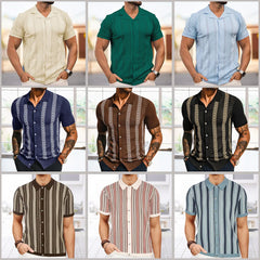 HEARUJOY  -  Mens Cool Silk Casual Knit Polo Shirt Summer Fashion Daily Outdoor Soft Comfortable Short-Sleeve T-Shirt Men'S Clothing New