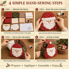 YICKYUE  -  Christmas Quilted Carry Basket, Shelf Baskets, Snowman Storage Basket, Foldable Storage Bin, Santa Claus Folding Organizer Box