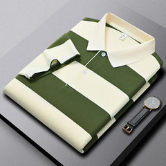 HEARUJOY  -  Summer Polo Shirt Man Casual Striped Polo Shirt Men Short Sleeve Lapel Button Shirt Business Fashion Golf Japanese Men Clothing