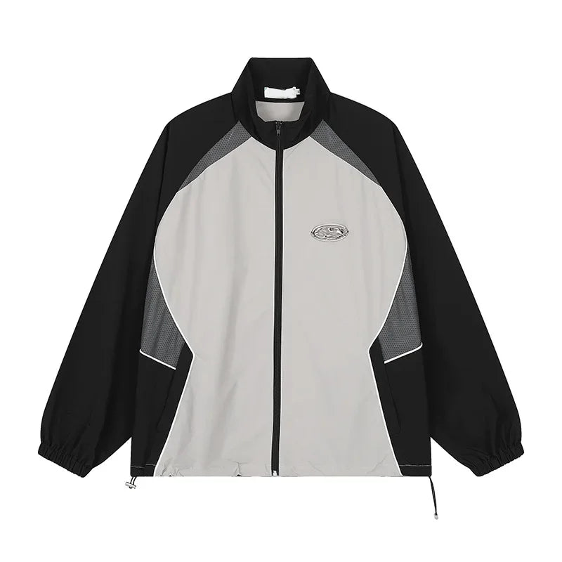 Hearujoy Y2k Mens Jacket Sunscreen Clothing Retro American New Thin Section Spring and Summer Splicing Couple Outdoor Quick-drying Coat