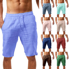 HEARUJOY  -  Cotton Casual Loose Trousers Men'S Summer Casual And Fashionable Solid Cotton And Linen Shorts Pantalon Hommes VêTement Homme