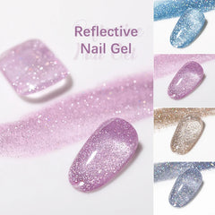 YICKYUE  -  7.5ml Champagne Reflective Glitter Nail Gel Polish Summer Laser Sparkling Effect Semi Permanent Soak Off UV LED Varnish