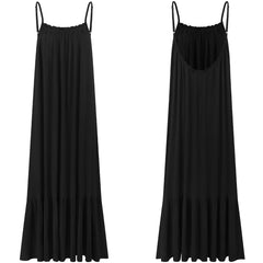 HEARUJOY  -  Beach Long Dress For Women Fashion Summer Casual Loose Backless Holiday Dress Sleeveless Line Ankle-length Dress