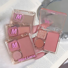 YICKYUE  -  3-Color Blush&Eyeshadow Palette Compact & Pigmented Long-Lasting No Smudge No Fade Contour&Highlight Travel-Friendly Makeup Kit