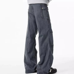 HEARUJOY  -  New Washed Mens Jeans American Simple Trendy Straight Leg Cowboy Pants Fold Multiple Pockets Y2k Male Denim Trousers