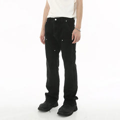 Hearujoy Slim Fit Ruffle Jeans Trend Men Autumn New Korean Style Handsome Double Knee Decoration Straight Denim Pants Fashion 9C1747