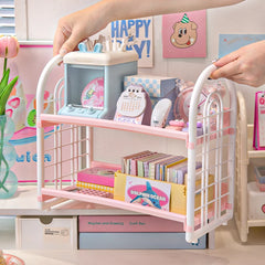 YICKYUE  -  Ins Desktop 2 Layer Storage Rack Large Capacity Multifunctional Student Desk Storage Office Cosmetics Stationery Organizing Rack