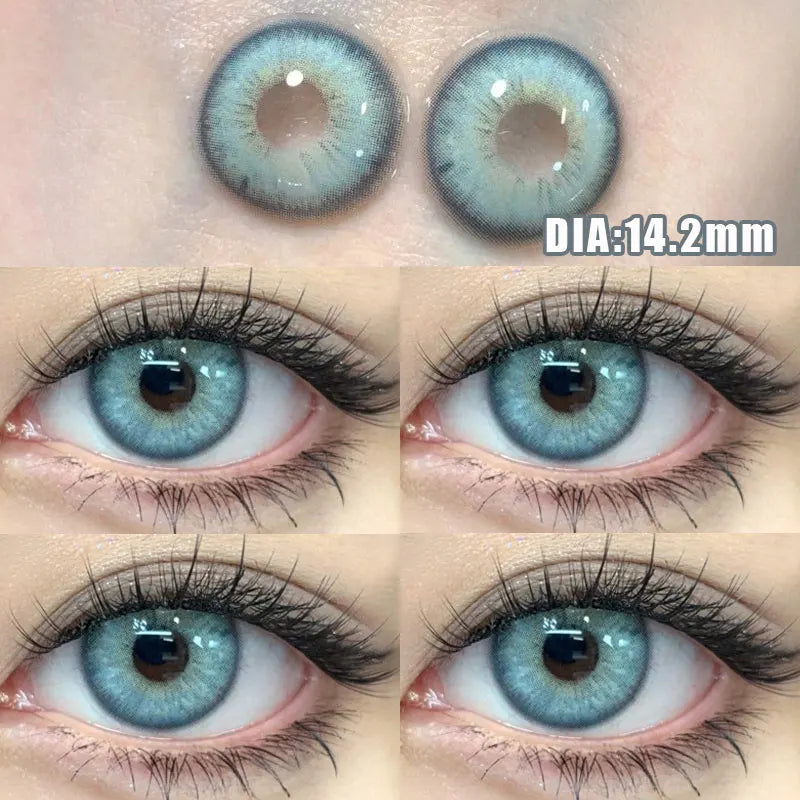 YICKYUE  -  2pcs Color Contact Lenses Pupil Blue Nature High Quality Myopic  Lens Green  Eyes Beauty Makeup Lens Yearly Free Delivery
