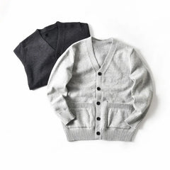 HEARUJOY  -  Premium Wool-Blend Relaxed Fit Layered V-Neck Cardigan Men's Warm Knit Sweater Coat for Autumn/Winter