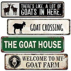 YICKYUE  -  【2D Flat】4pcs Retro Goat Humor And Farmhouse Quotes Metal Plaques, Funny Goat Farm Vintage Metal Street Signs, Barn And Backyard