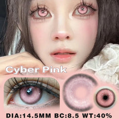 YICKYUE  -  Paradise Pink Colored Contact Lenses Half Yearly Use Soft Breathable Eye Beauty Lens for Anime Cosplay Makeup Contacts
