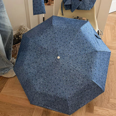 YICKYUE  -  INS Stars Curved Handle Sun Umbrella, UV Protection Sunscreen Umbrella for Women Foldable Rain Sun Umbrellas Parasol Girl Gift