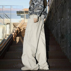 HEARUJOY  -  Spring Autumn Big Pocket Men's Cargo Pants Loose Straight Wide Leg Trousers Baggy Outdoor Workwear Pants Man Hip Hop Sweatpants