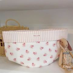 YICKYUE  -  Cute girl heart fabric storage basket desktop kitchen clutter fruit toys cosmetics storage basket floral countryside style