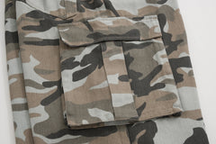 Hearujoy Streetwear Side Pockets Camouflage Baggy Cargo Pants Men and Women Straight Patchwork Casual Jeans Loose Oversize Denim Trousers