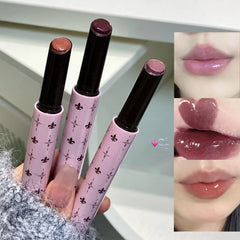 YICKYUE  -  Mulberry Purple Shimmer Lip Jelly Pen Moisturizing Mirror Water Light Solid Lip Gloss Film-forming Non-Fading Gloss Lipstick