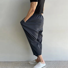 Hearujoy Mens Loose Thin Casual Nine-Point Pants Genderless Basic Solid Color Sports Fitness Breathable Quick-Drying Pencil Pants Unisex