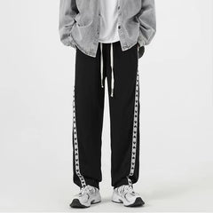 Hearujoy Men's Sweatpants Loose Side Striped Splice Guard Pants Joggers Wide Leg Trousers Male Casual Korean Streetwear Hip Hop