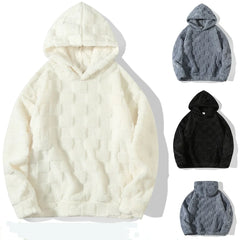 HEARUJOY  -  Men New Solid Hoodies Hooded Sweatshirt Lamb Wool Sweatshirts Pullover Outerwear Loose Fit Pockets Sports Patchwork Spring