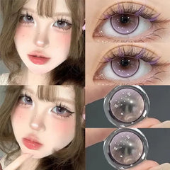 YICKYUE  -  Color Contact Lenses With Degree Pink Pupils Beautiful Contact Korean Lenses Makeup Yearly Use 2pcs/pair Fast Shipping