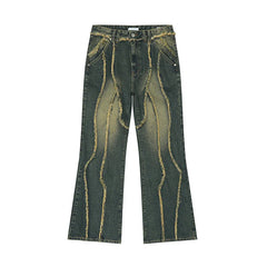 Hearujoy Men's Wear 2024 Spring Denim Pants New Fashion Deconstructed Ragged Edge Splicing Damaged Design Washed Jeans 9C5094