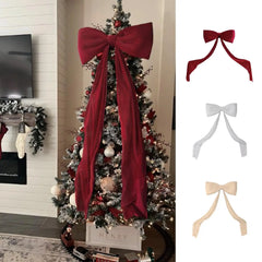 YICKYUE  -  Bow Tree Topper 70.8 Inches Large Velvet Holiday Decorations Holiday Tree Top Decoration For Living Room Entryway Party DECORS