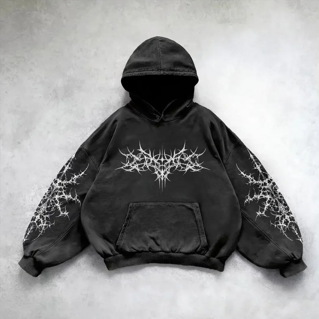 Hearujoy Affliction Hoodie Retro Gothic Skull Oversize Zipper Hoodie Mens Womens Hip Hop Casual Sweatshirt Personality Hooded Jacket Coat