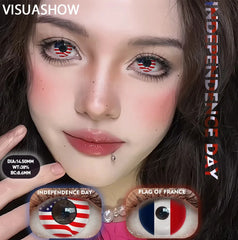 YICKYUE  -  Independence Day Colored Contact Lenses 2Pcs 6 Months Use National Day & Sports  Fan Party Cosplay Eye Makeup Contacts