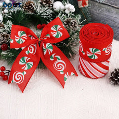 YICKYUE  -  Two Rolls Christmas Ribbon For Wreaths And Bows, Red And Pink Candy Cane Ribbon For Gift Wrapping And Party Decoration Crafts