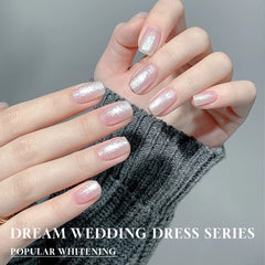 YICKYUE  -  12ML White Nails Jimeng Wedding Dress Fine Glitter Gel Nail Polish Super Flash Glitter Nail Polish Nail Art Salon Use