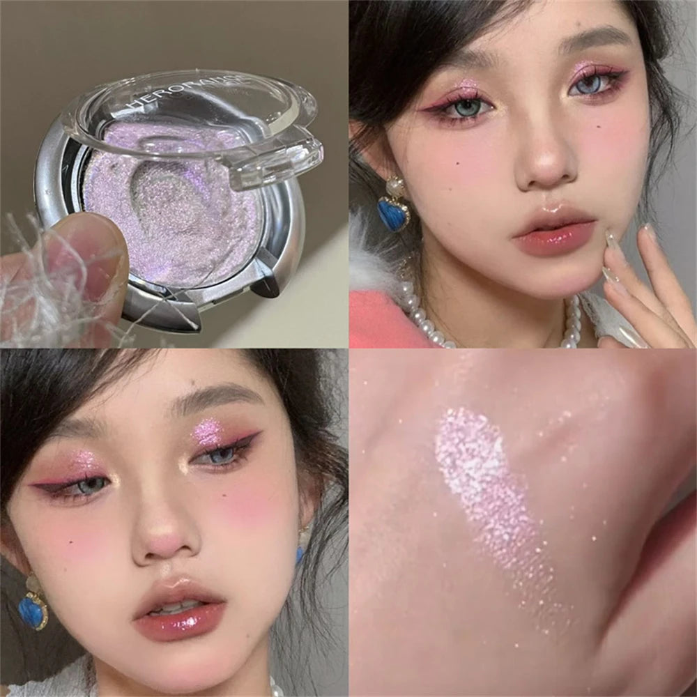 YICKYUE  -  Discoloration Diamond Glitter Monochrome Eyeshadow Palette Pearl Highlighter Sequins Waterproof Lasting Brightening Eyes Makeup