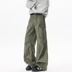 HEARUJOY  -  Retro Street Thin Multi Pocket Casual Work Pants For Men And Women High Street Loose Straight Leg Cleanfit Wide Leg Cargo Pants