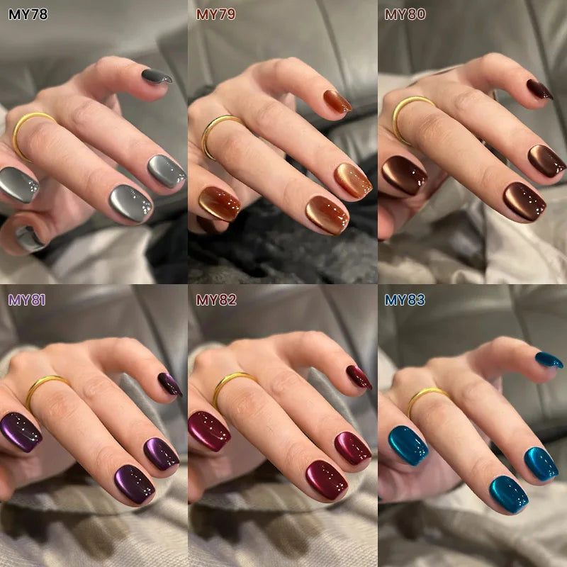 YICKYUE  -  10ml Coffee Brown Cat Magnetic Nail Gel Polish Set with Soak Off UV LED Gel Polish Manicure Nail Art Autumn Kit