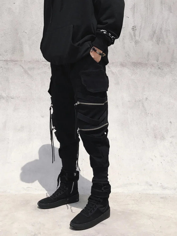 HEARUJOY  -  Men's slim and fashionable casual running pants street wear workwear pants men's multi pocket pants fitness gym sports pant
