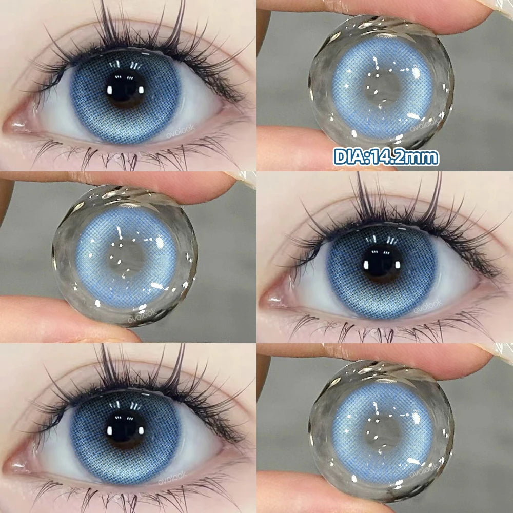 YICKYUE  -  2pcs/pair Myopia Colored Contact Lenses Natural Blue Lens Fashion Cosplay Pupils Beauty Purple Contact Lenses for Eyes