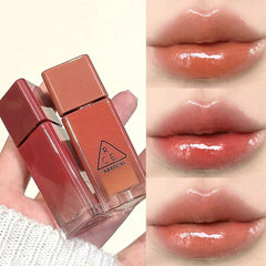 YICKYUE  -  Cherry Pink Colors Waterproof Jelly Mirror Lip Glaze Orange Color Translucent Tint Glass Liquid Lipstick Lip Gloss Daily Makeup