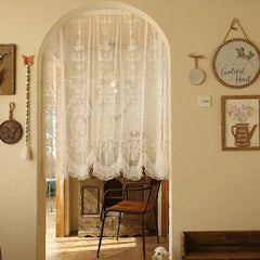 YICKYUE  -  French Pastoral Style Lace Short Curtain Enclosure Kitchen Door Curtains Cafe Living Room Window Kitchen Curtain Decoration
