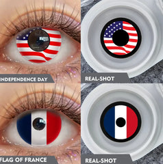 YICKYUE  -  Independence Day Colored Contact Lenses 2Pcs 6 Months Use National Day & Sports  Fan Party Cosplay Eye Makeup Contacts