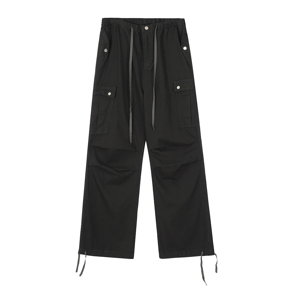 Hearujoy Vintage Cleanfit Washed Drawstring Stretch Gray  Jeans Mens and Womens Straight Casual Baggy Loose Denim Trousers Oversized