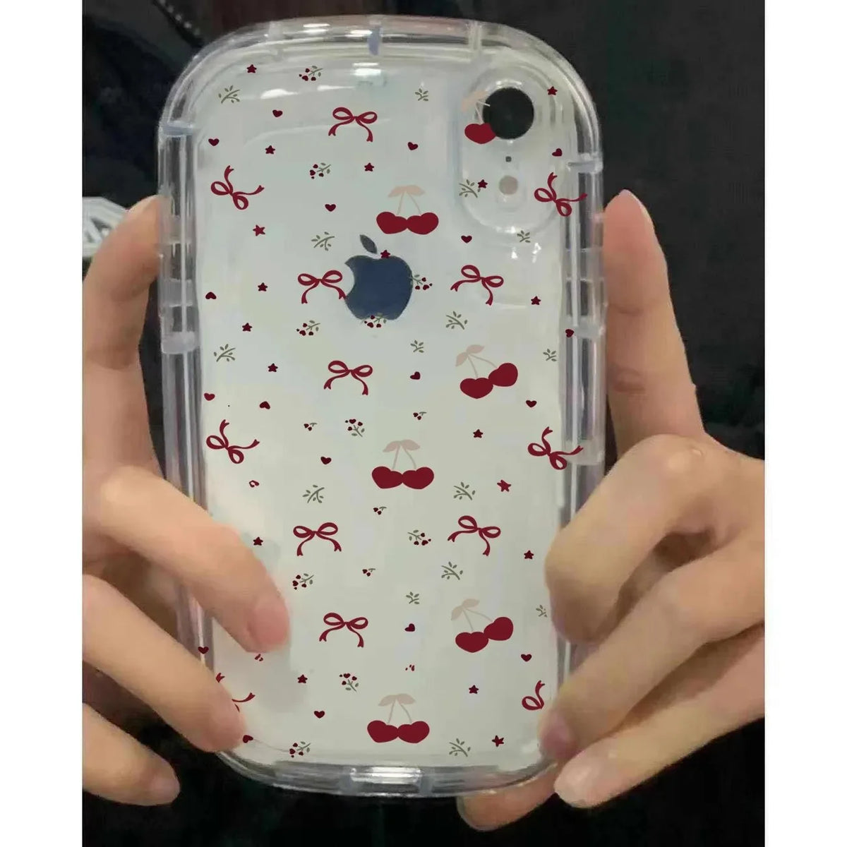 YICKYUE  -  Full Screen Cherries and Bows Small Floral Print Phone Case For iPhone 17 AIR 16 15 14 13 12 11 Pro XSMAX MINI XR Plus Y2K Cover