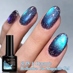 YICKYUE  -  7ml Blue Reflective Cat Magnetic Gel Nail Polish Soak Off UV LED Shining Gel Polish Semi Permanent UV Gel For Nail Art