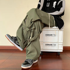 Hearujoy Green Cargo Pants Men Oversize Zipper Black Cargo Trousers Male Streetwear Hip Hop Pocket Loose Casual Workwear 5XL