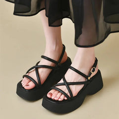 Hearujoy  Fashion Cross Strap Platform Sandals for Women Summer Thick Bottom Gladiator Shoes Woman Casual Non-Slip Wedge Sandalias Planas