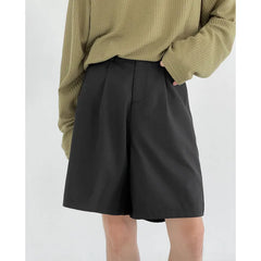 HEARUJOY  -  Summer Black Suit Shorts Men Fashion Social Mens Dress Shorts Korean Loose Straight Casual Shorts Mens Office Formal Shorts