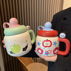 YICKYUE  -  High Value Dopamine 316 Stainless Steel Ton Ton Thermos Cup 800ml Large Capacity Straw Cup Handle New Water Cup