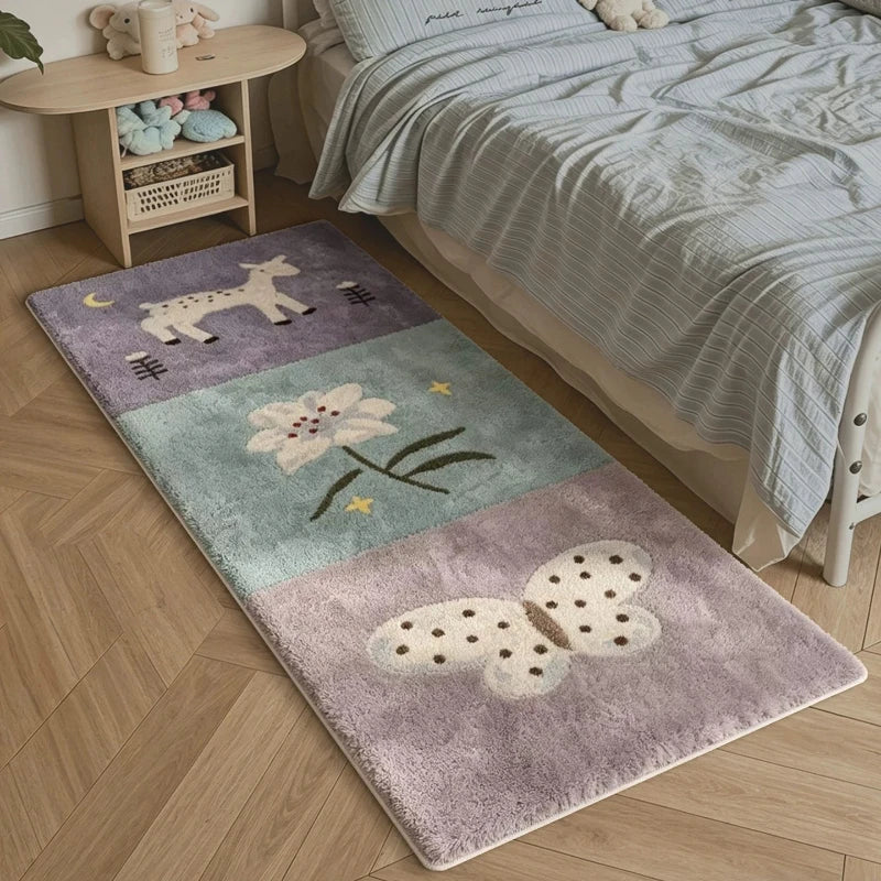 YICKYUE  -  Bedroom Bedside Rug Soft Comfortable Floor Mat Dopamine Animal Print Carpet Sweet Girl Home Decor Rugs Alfombra de dormitorio