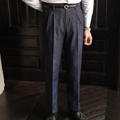 HEARUJOY  -  High Waist Trousers Pant For Man OfficeTrouser Business Casual Pant British Social Club Outfits Pantalones Hombre Excluding Belt